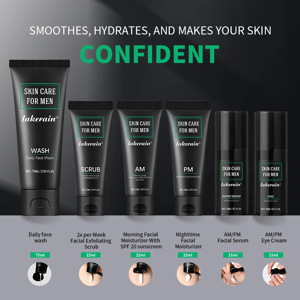 Lakerain Men Skin Care Set Hydration Oil Control SPF20