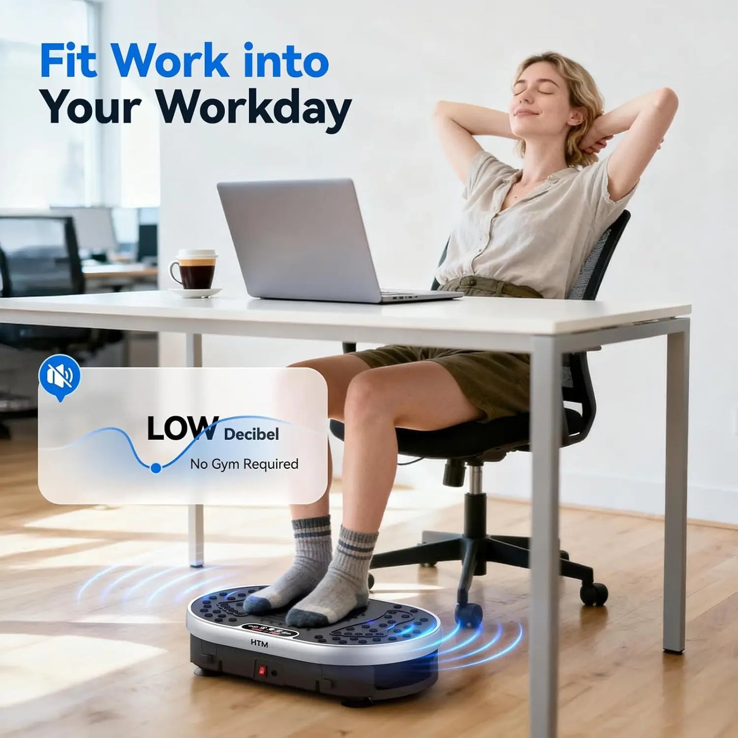 HTM Vibration Plate Exercise Machine With 9 Preset Programs And 120 Speed Levels