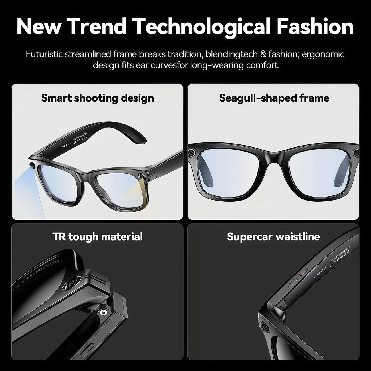Giinova AI Smart Video Glasses With 8MP Camera And 4K Video