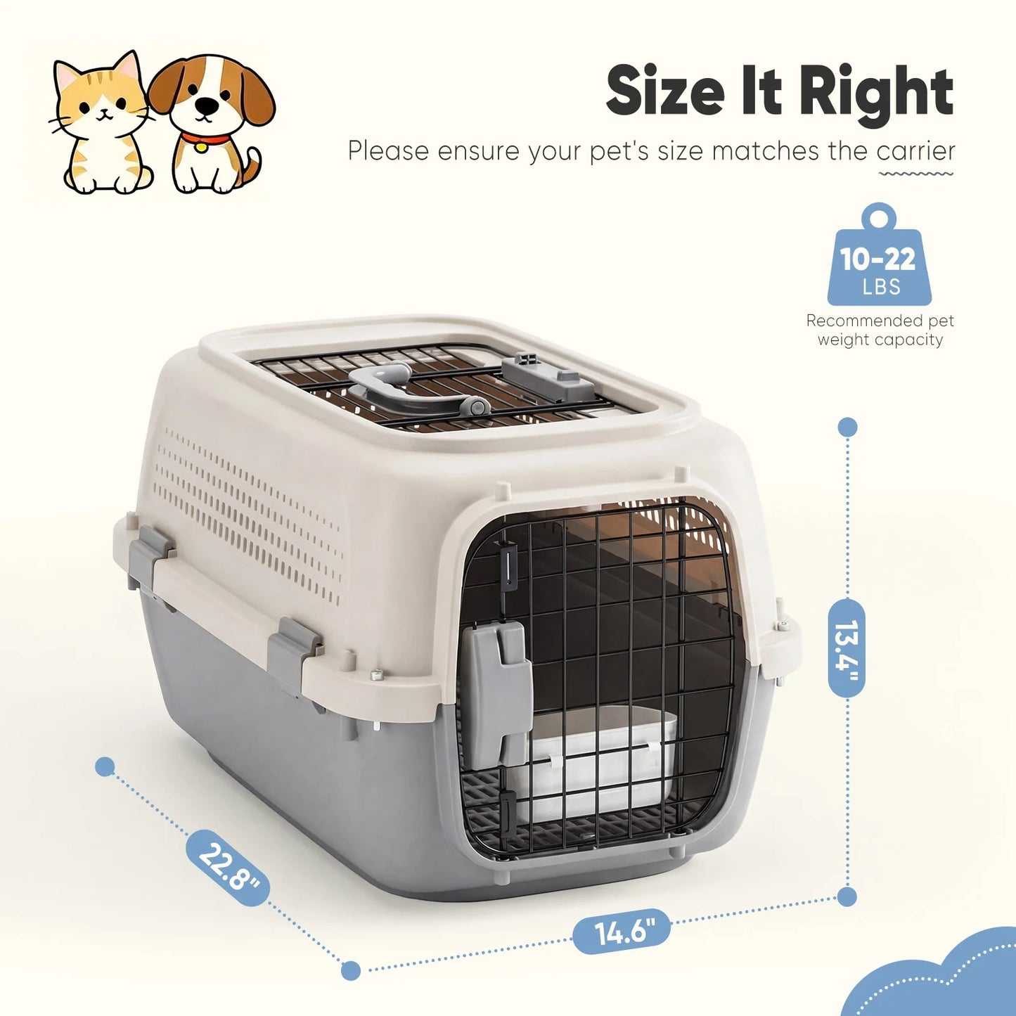 Pet Carrier Crate For Dogs And Cats Enhanced Security Latches