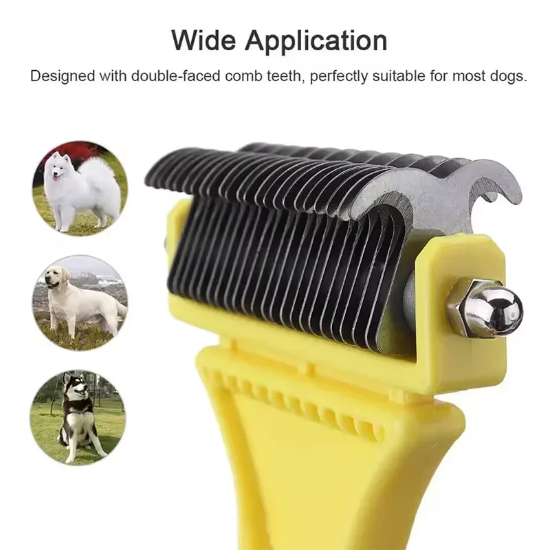 Two-Sided Grooming Comb and Undercoat Rake for Cats and Dogs
