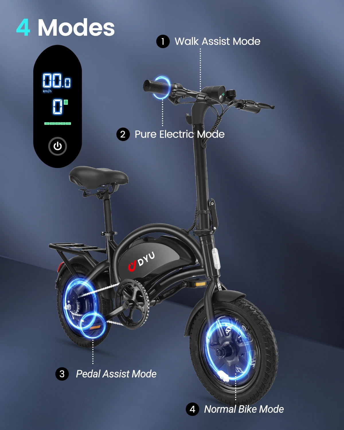 DYU D3F Electric Bicycle With 500W Motor And 36V 7.8Ah Battery