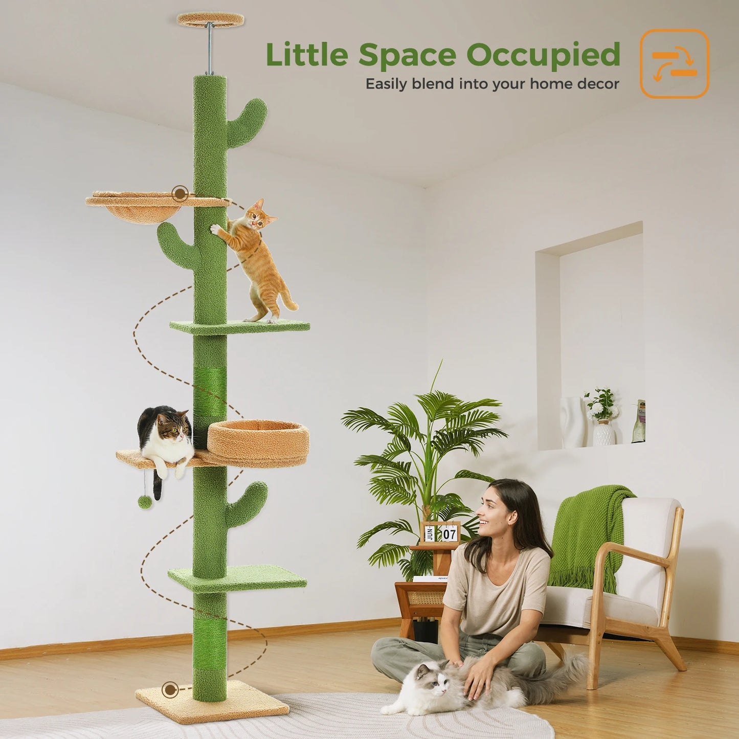 PEQULTI Cactus Cat Tree Tower For Indoor Cats Scratching Post