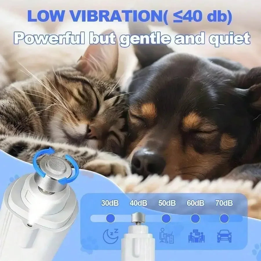 Rechargeable 2-in-1 Pet Nail Clippers With LED Quiet Grinder