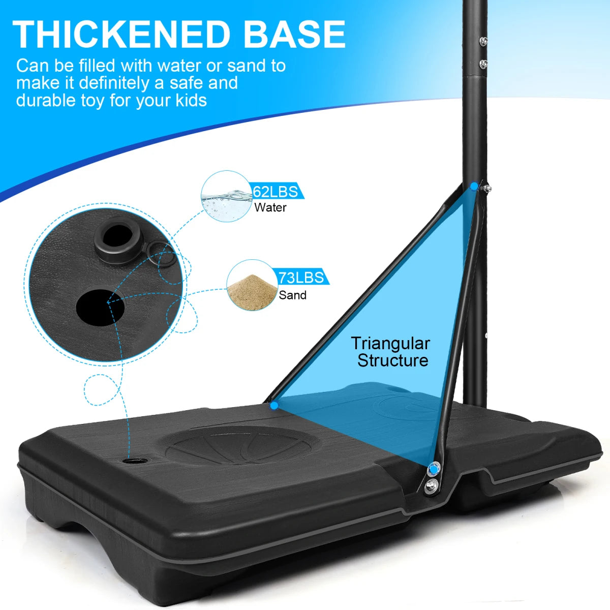 Portable Basketball Hoop System With Stable Wheeled Base For Indoor Outdoor Play