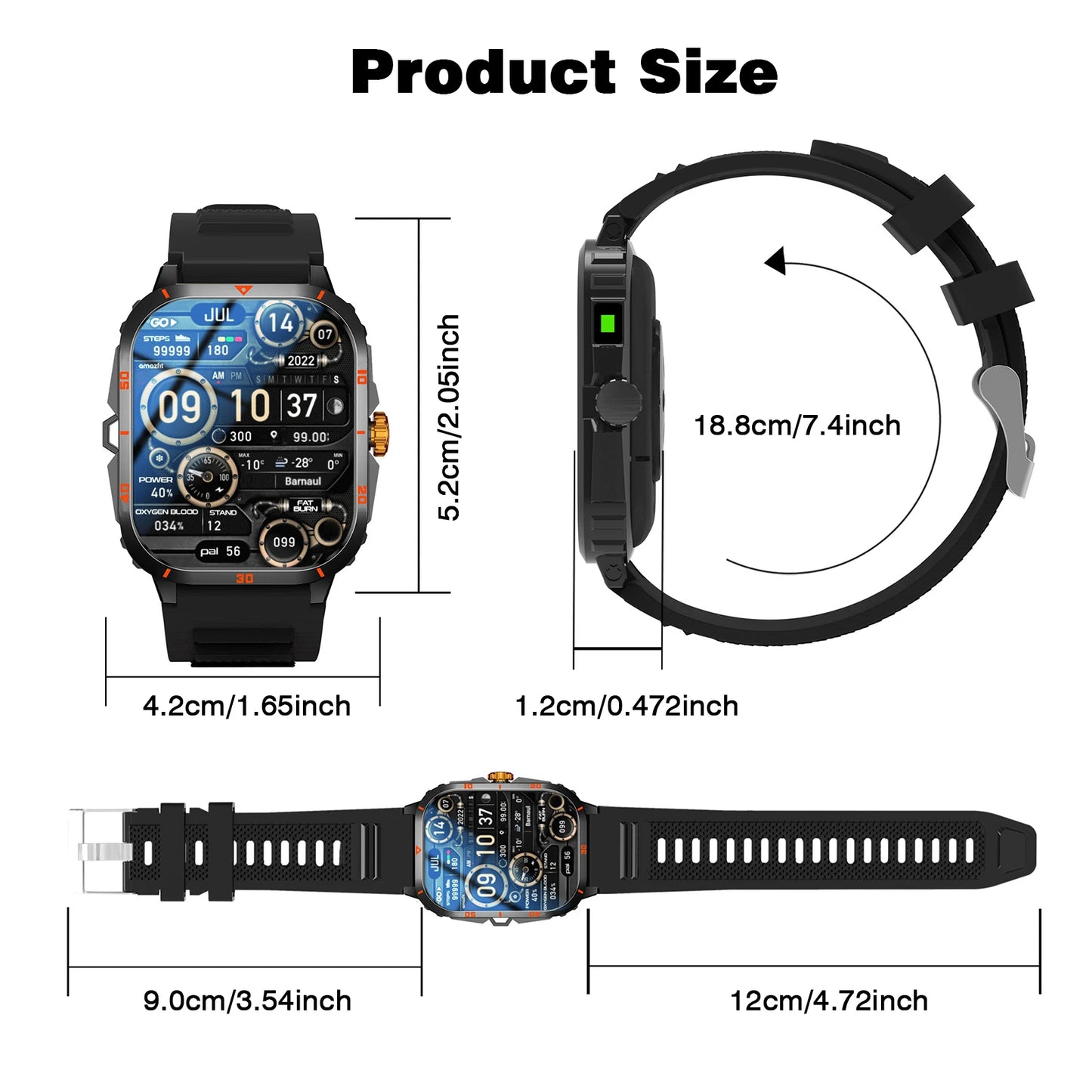 Smartwatch With Bluetooth Calling Touchscreen Unisex Compatible Android iPhone