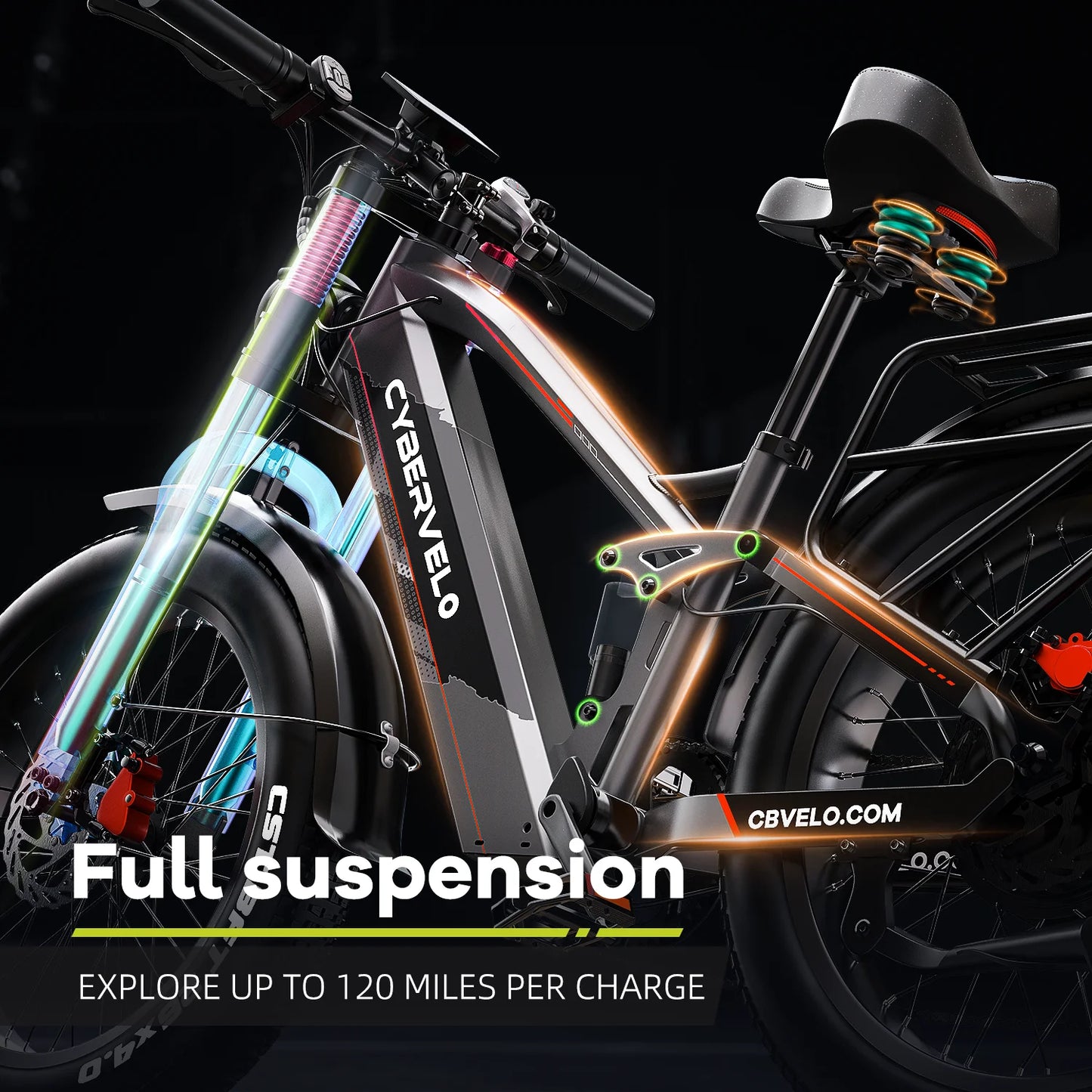 CYBERVELO EK9 Strong Power Fat Tire Electric Bike 60V 50Ah