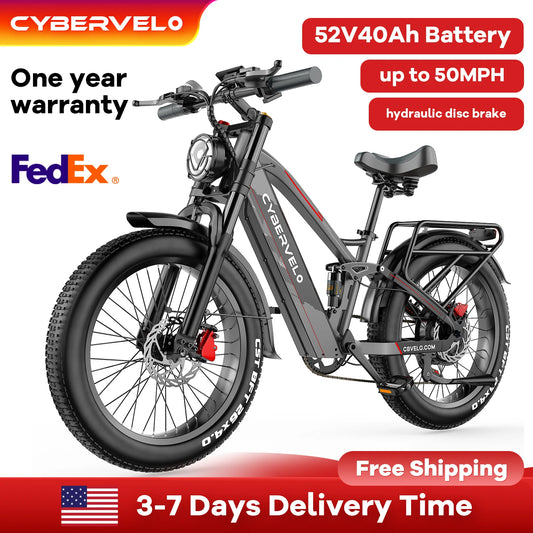 CYBERVELO EK9 Strong Power Fat Tire Electric Bike 60V 50Ah