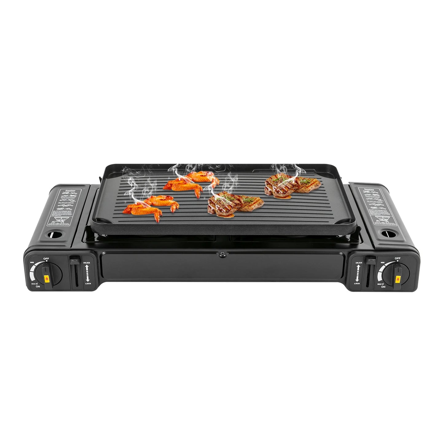Portable 2500W Two Burner Camping Stove With Baking Tray Case