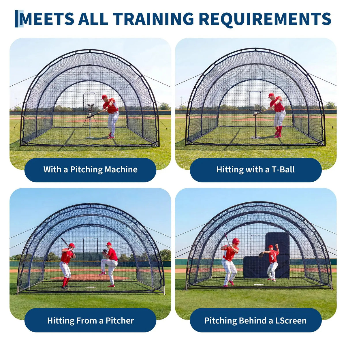 Portable Baseball Batting Cage With Pitching Machine Access Door