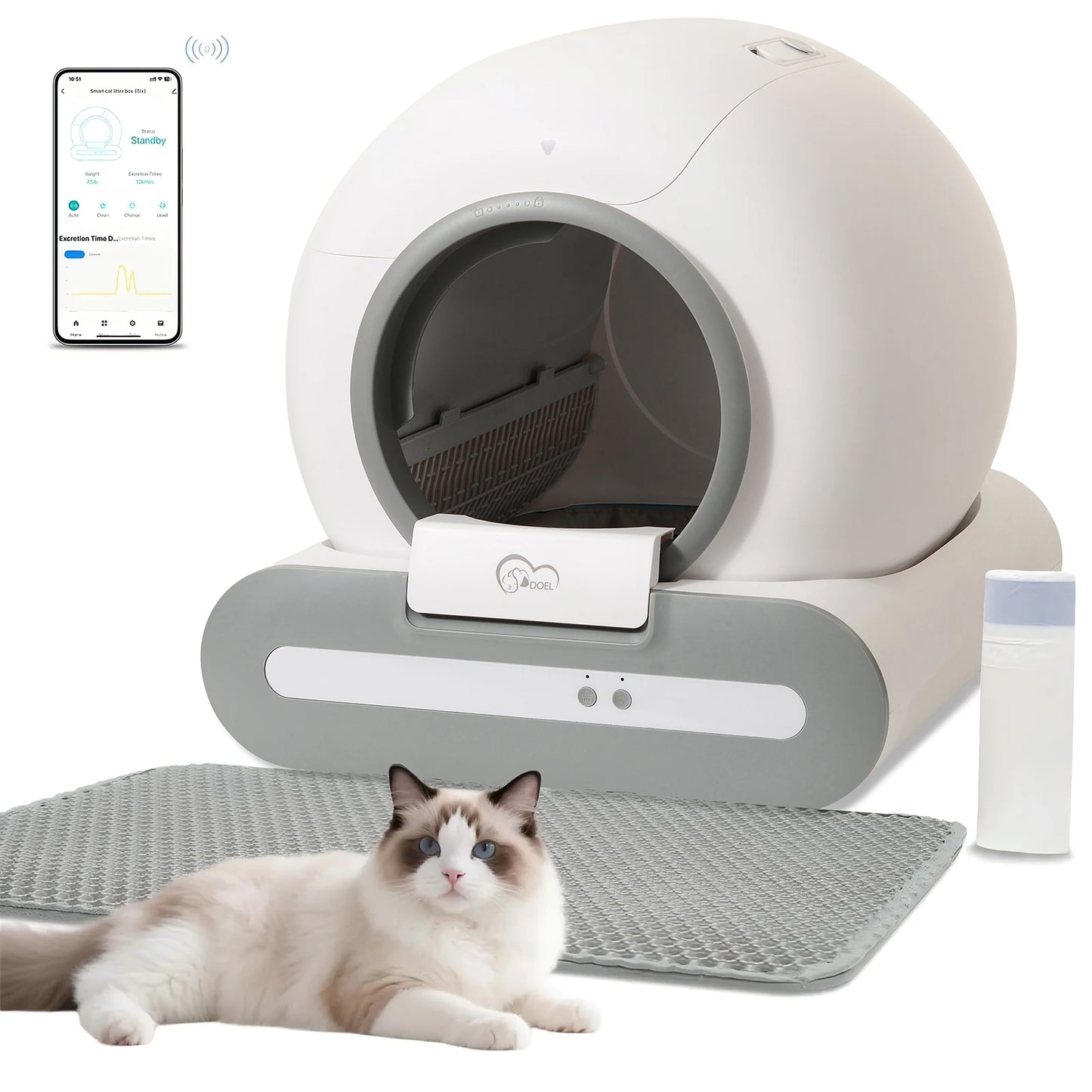 DOEL Self-Cleaning Cat Litter Box App Control 2.4G WiFi
