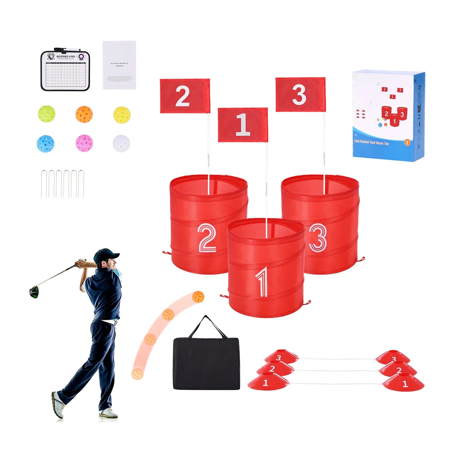 SucceBuy Backyard Golf Bucket Game For Family Outdoor Fun