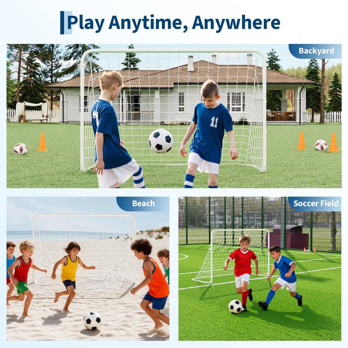 HiMISS Foldable Portable Soccer Goal with Steel Frame Carry Bag