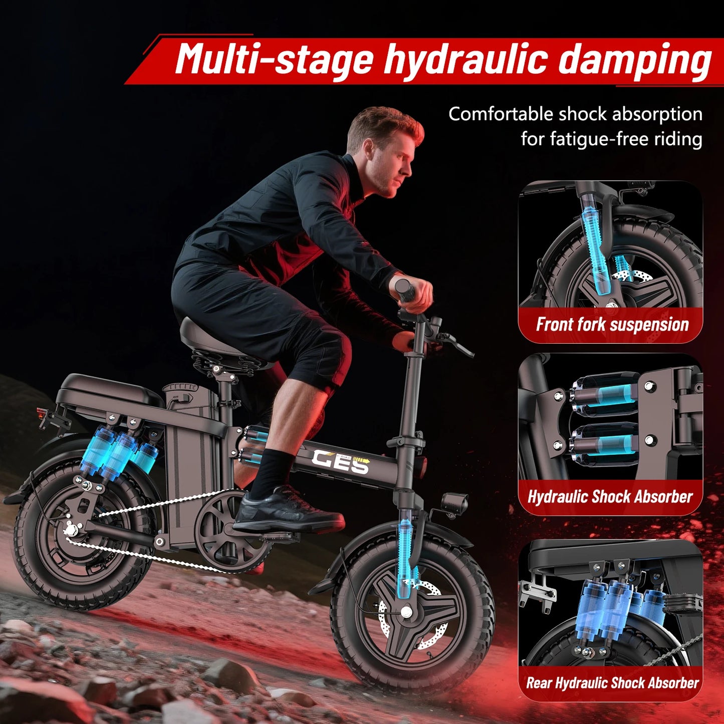 UPlee GE5 Adult Electric Bike 500W Peak Motor 48V 15Ah Removable Battery