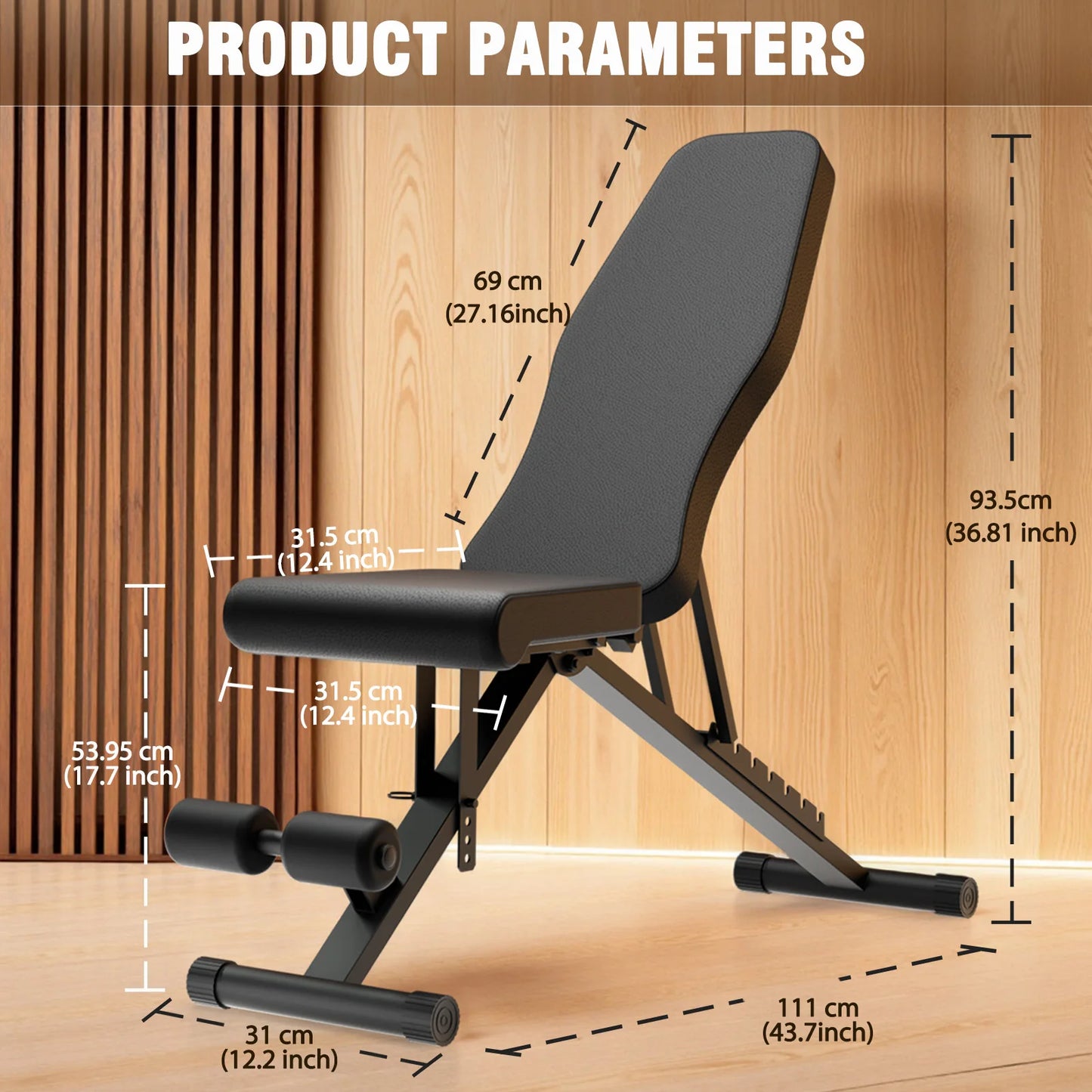 Multifunctional Adjustable Weight Bench For Full Body Workout Foldable