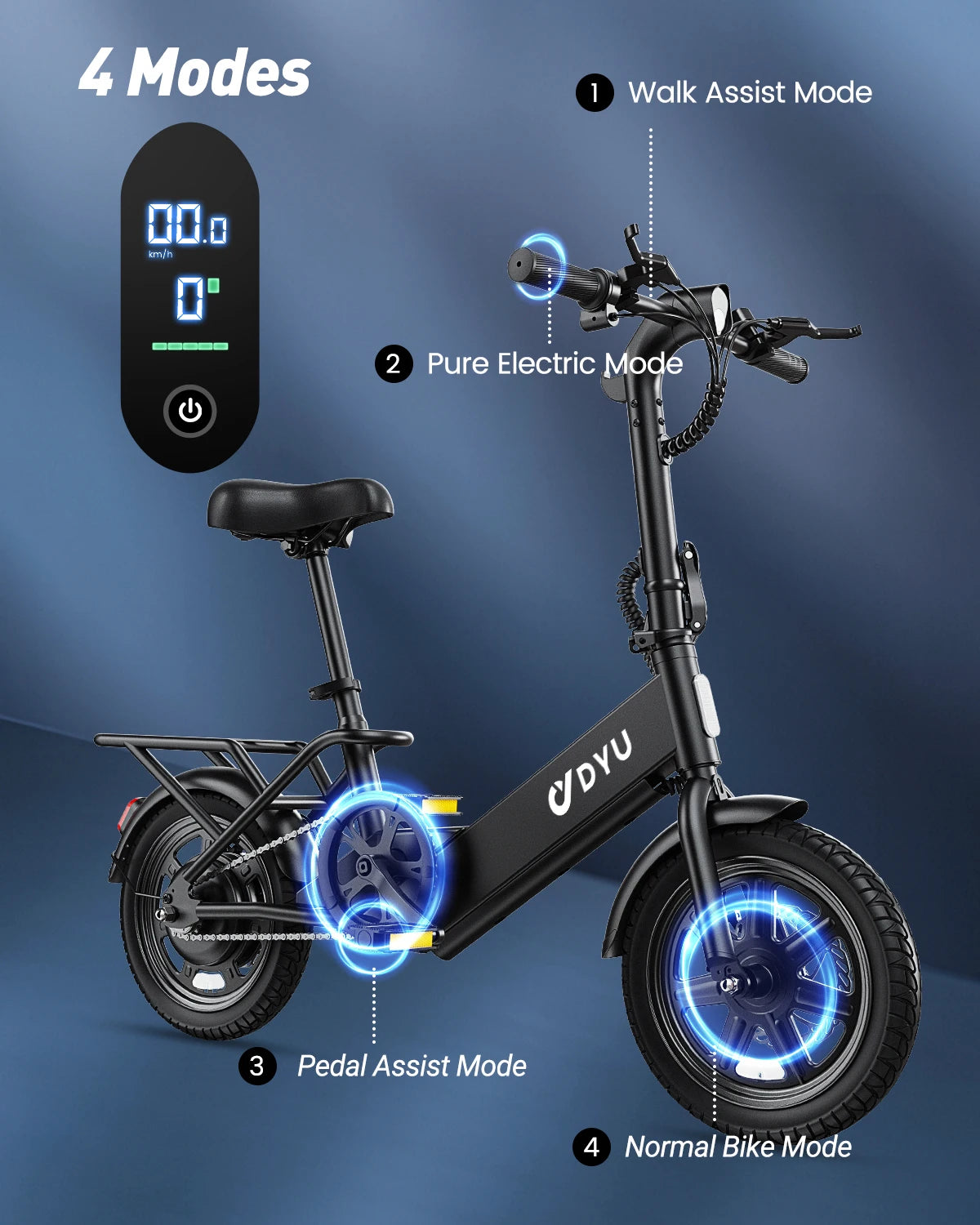 Dyu C3 Folding Electric Bike With 500W Motor Commuter UL2849