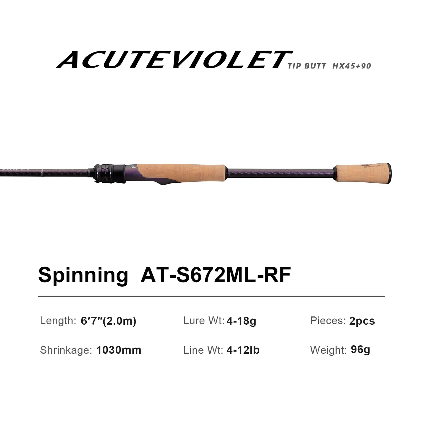 Pure-Lure Acute Fast Action Bass Spinning Rod With Titanium Ring