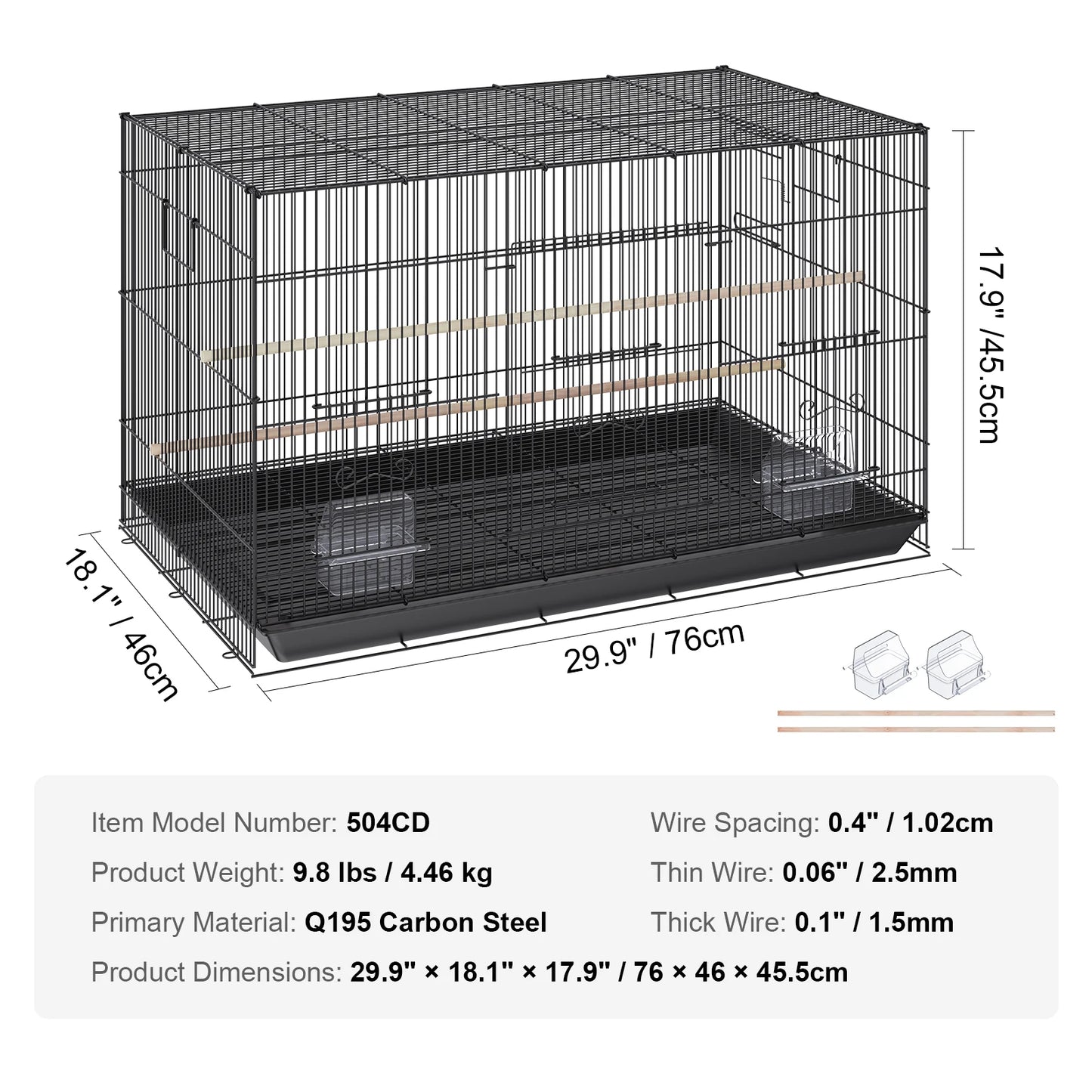 SucceBuy Parrot Bird Cage With Rolling Stand And Tray