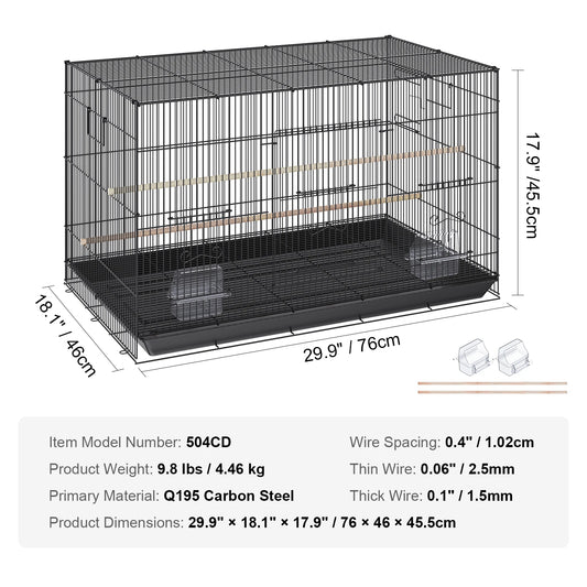 SucceBuy Parrot Bird Cage With Rolling Stand And Tray