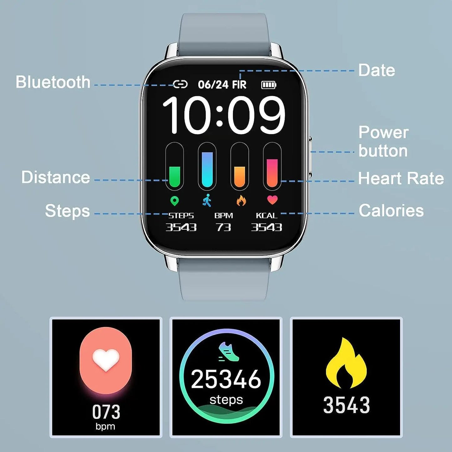 Nerunsa Smartwatch Fitness Tracker With Heart Rate Monitor Sleep Tracking