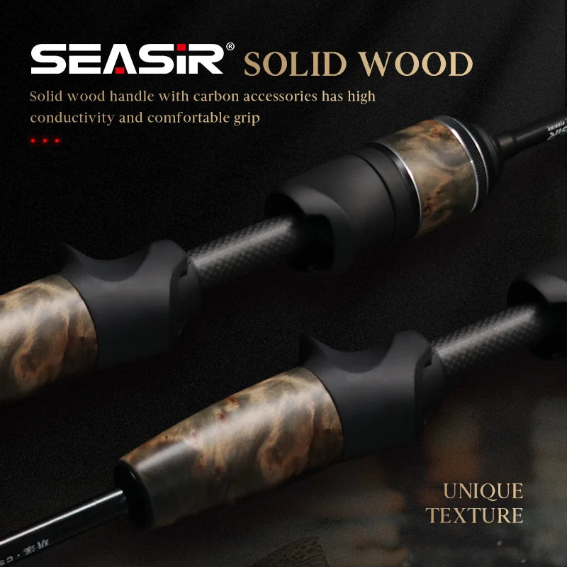 SeaSir Ultralight Spinning Baitcasting Fishing Rod With Carbon Handle Fuji Guides