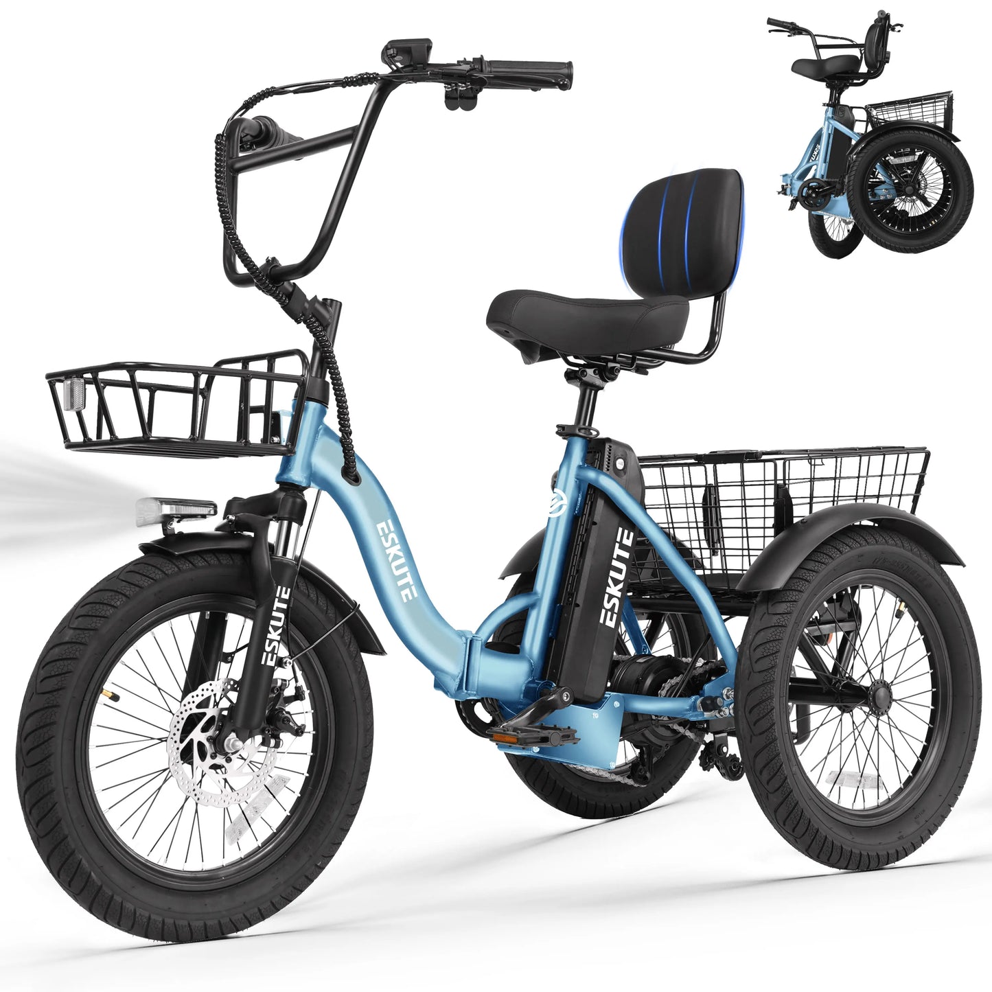 ESKUTE T300 Foldable Electric Trike With 624Wh Battery 1200W Motor