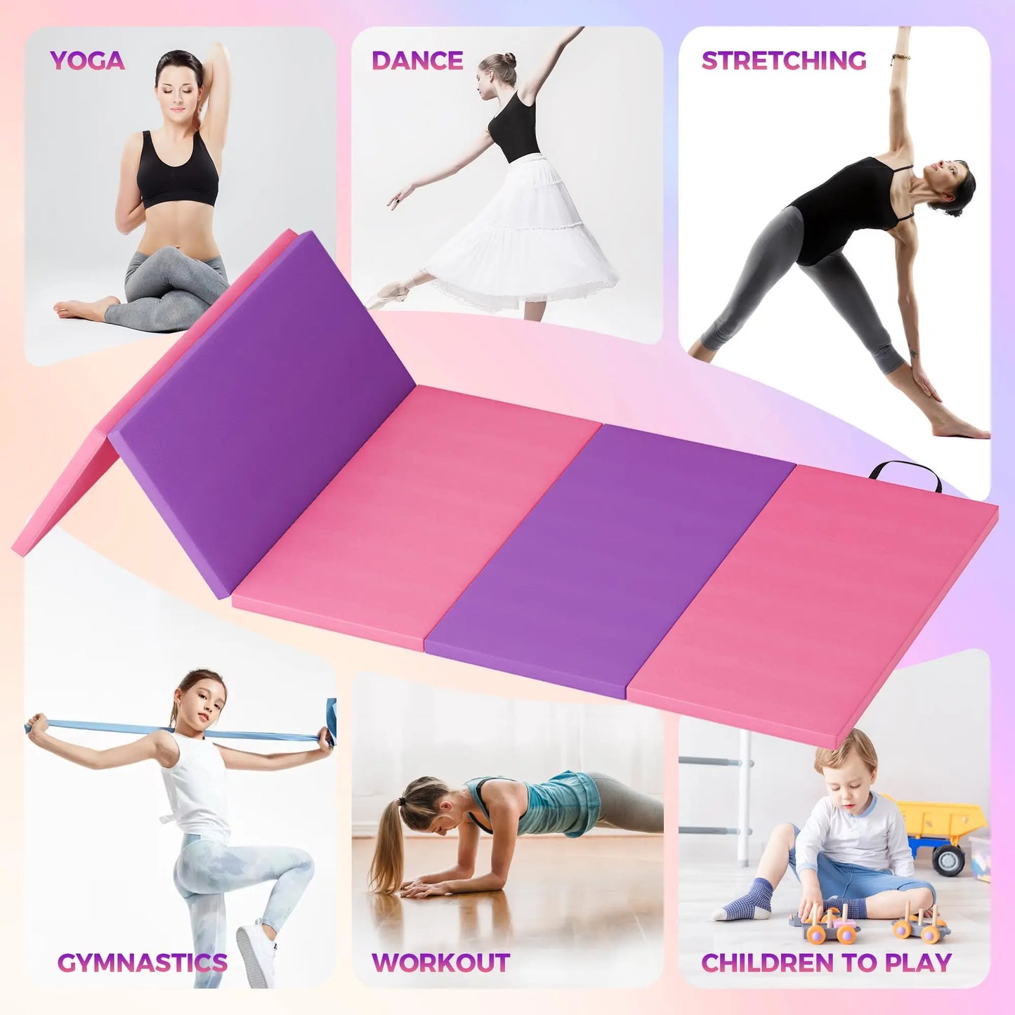 HiMISS Gymnastics Mat 4-5 Fold Cushions Home Yoga Pilates