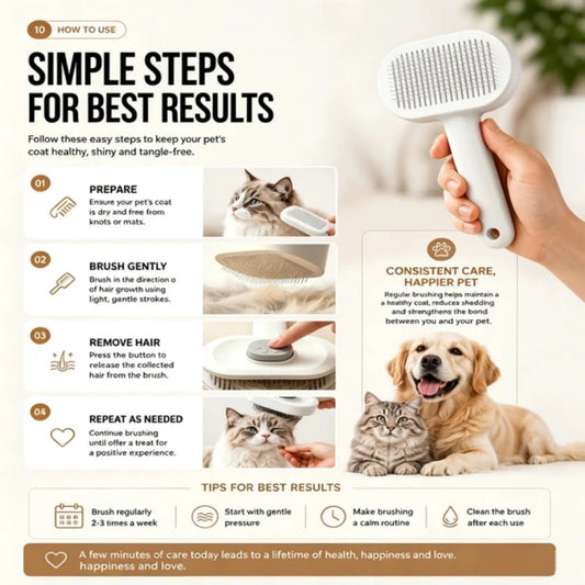 Self Cleaning Pet Slicker Brush for Cats and Dogs Grooming Tool
