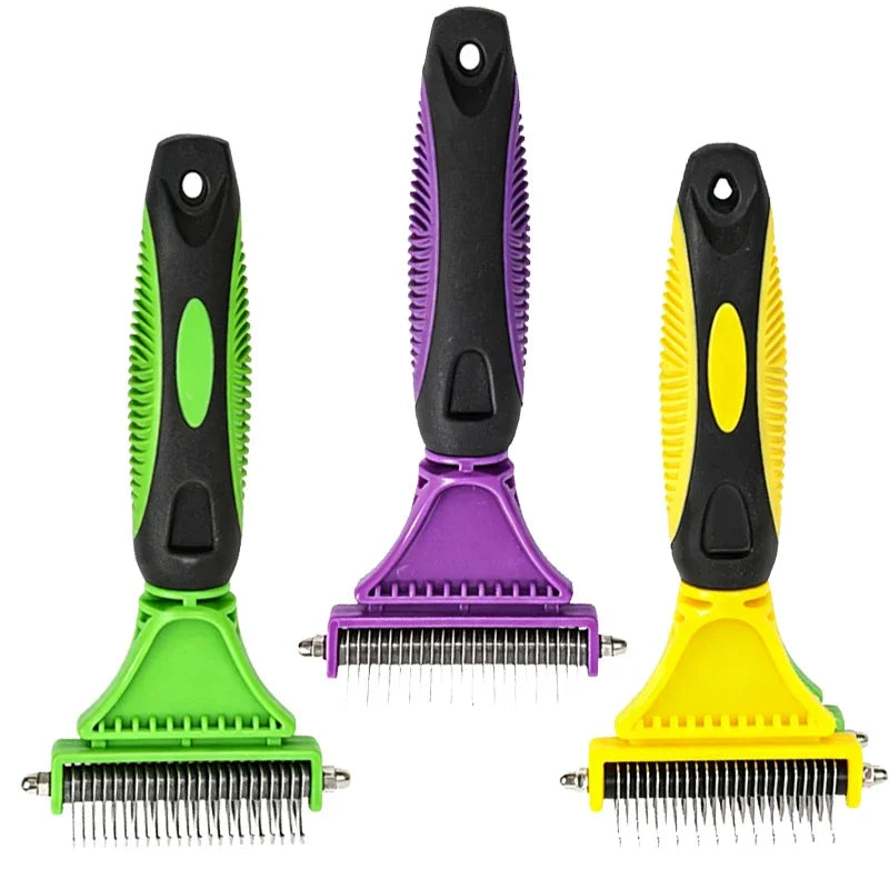 Two-Sided Grooming Comb and Undercoat Rake for Cats and Dogs