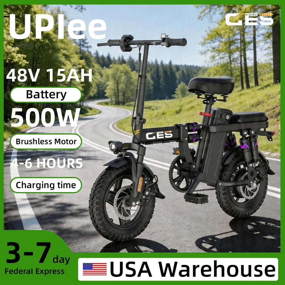UPlee GE5 Adult Electric Bike 500W Peak Motor 48V 15Ah Removable Battery