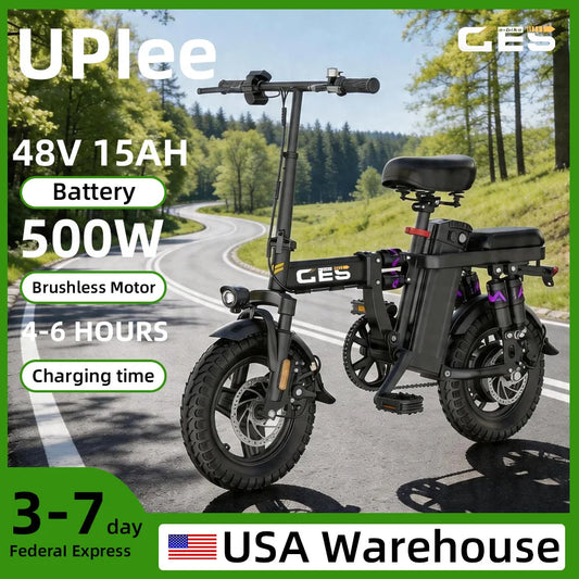 UPlee GE5 Adult Electric Bike 500W Peak Motor 48V 15Ah Removable Battery