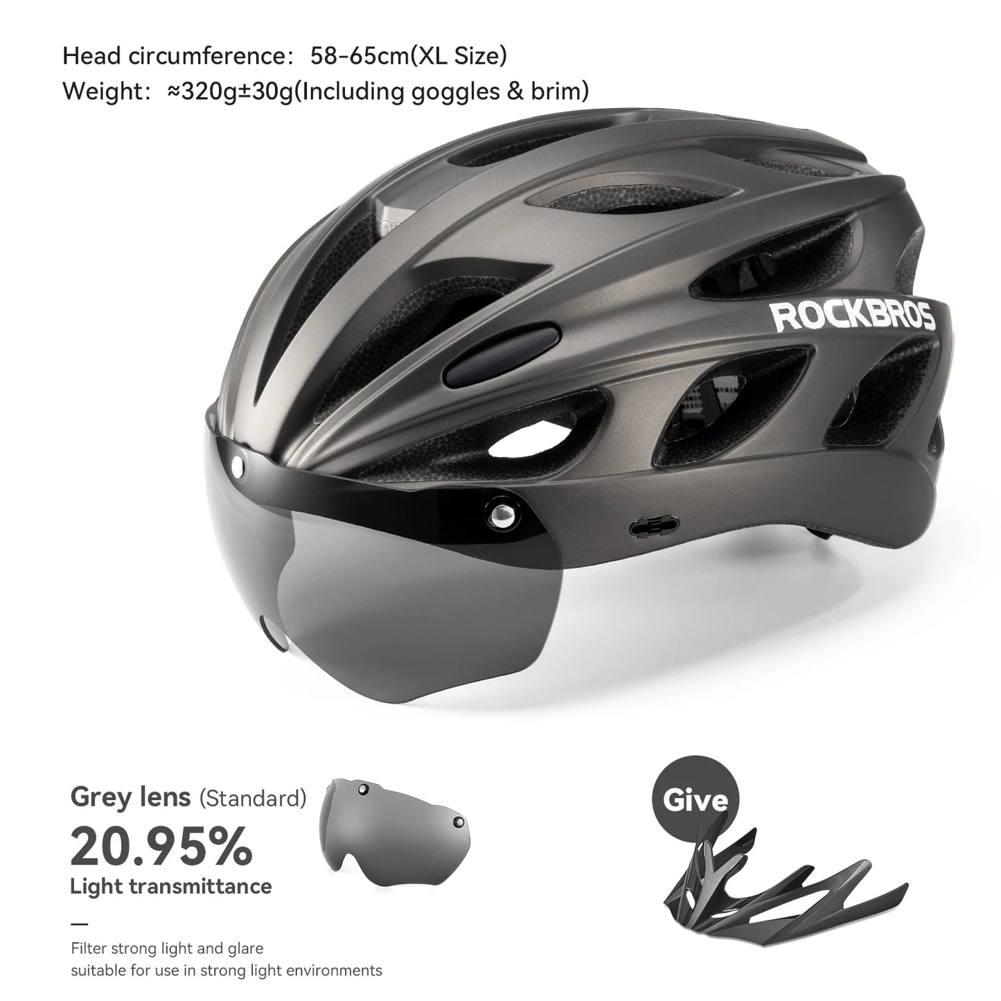 ROCKBROS Lightweight Cycling Helmet With Goggles For MTB And Road