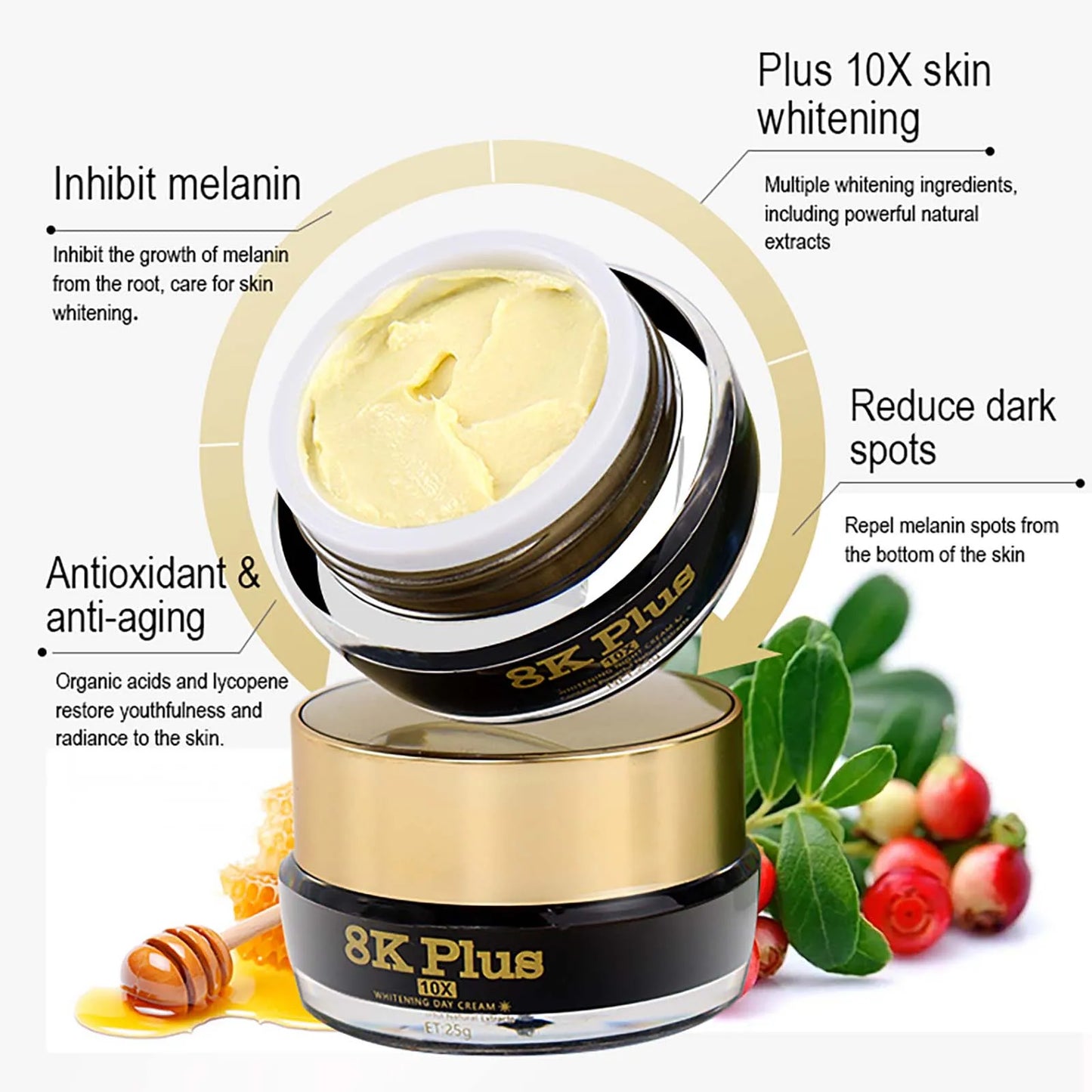 AILKE Whitening Facial Cream Reduces Dark Spots Niacinamide Glutathione