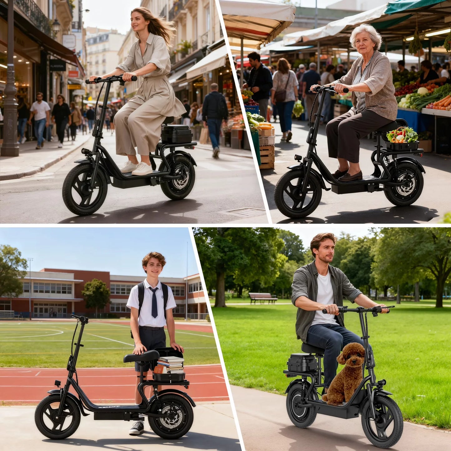 AOVOPRO T Folding Electric Scooter for Adults, 500W Dual Suspension