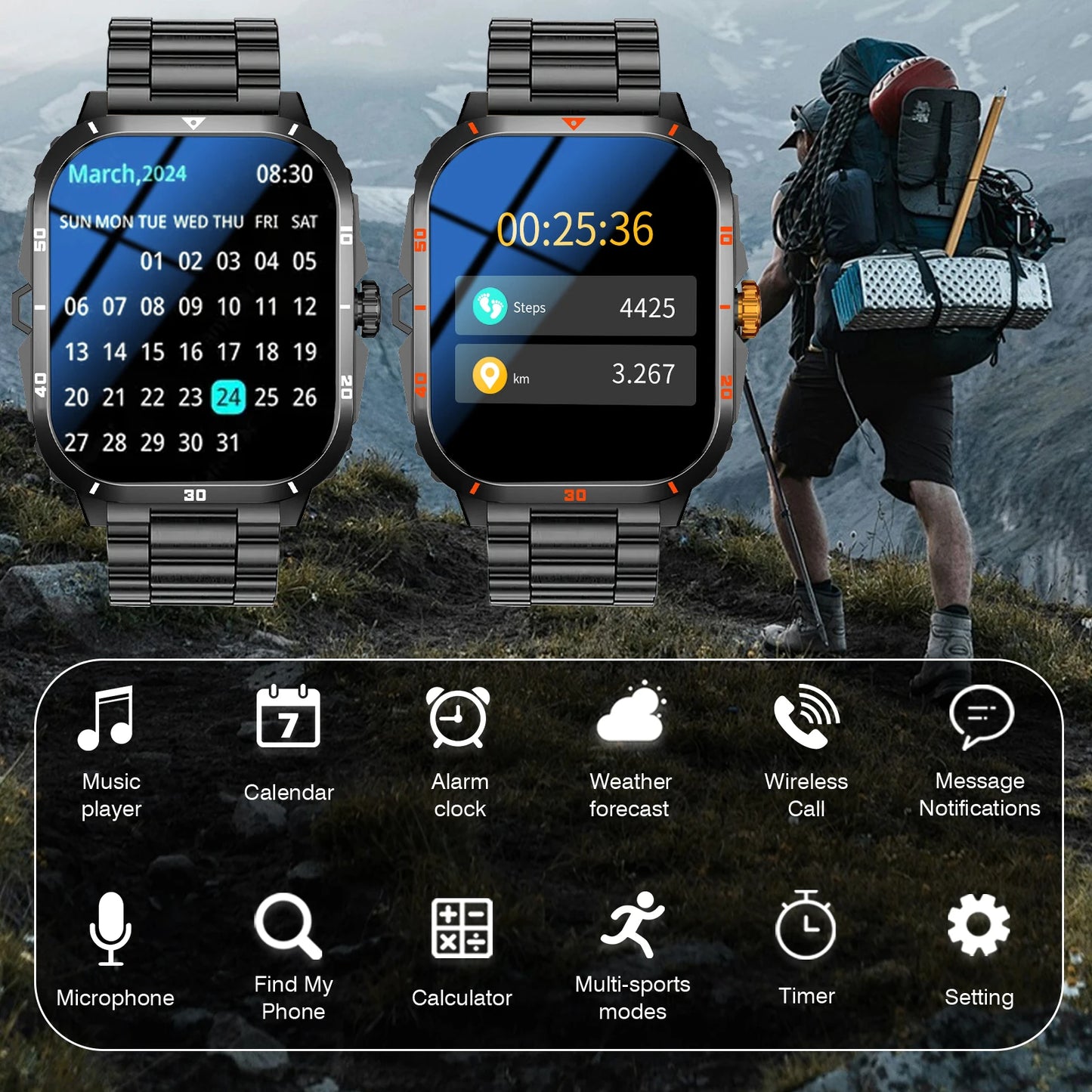 Smartwatch With Bluetooth Calling Touchscreen Unisex Compatible Android iPhone