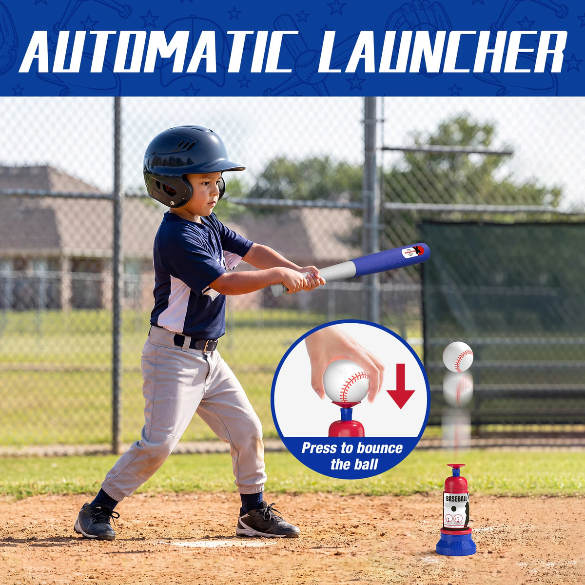QDRAGON Kids Baseball Set With Pitching Machine And Tee Stand