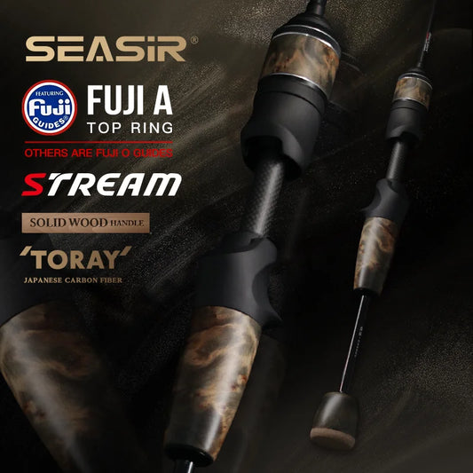 SeaSir Ultralight Spinning Baitcasting Fishing Rod With Carbon Handle Fuji Guides