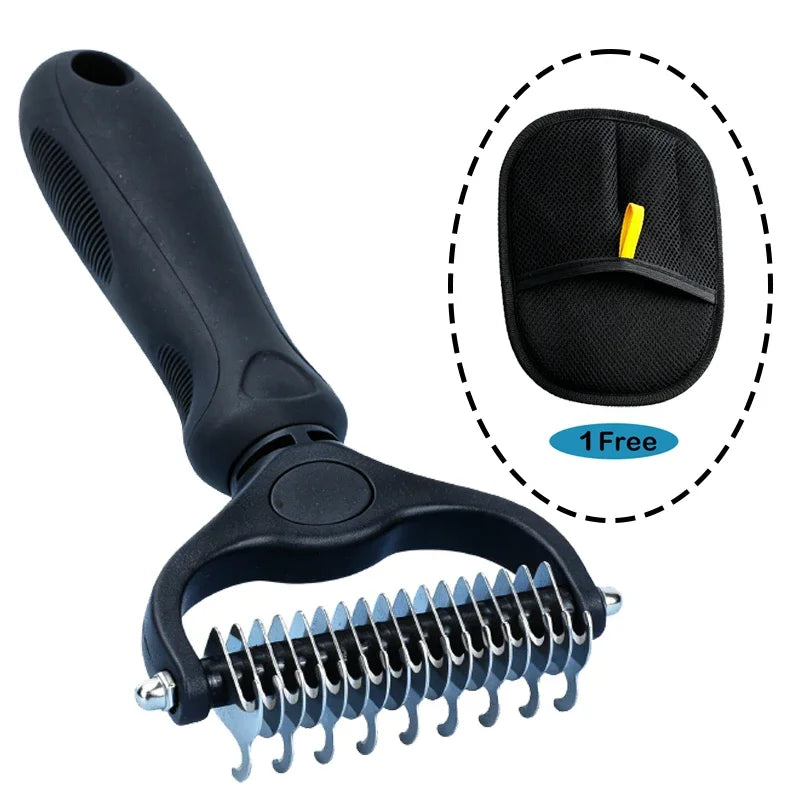 Two-Sided Grooming Comb and Undercoat Rake for Cats and Dogs
