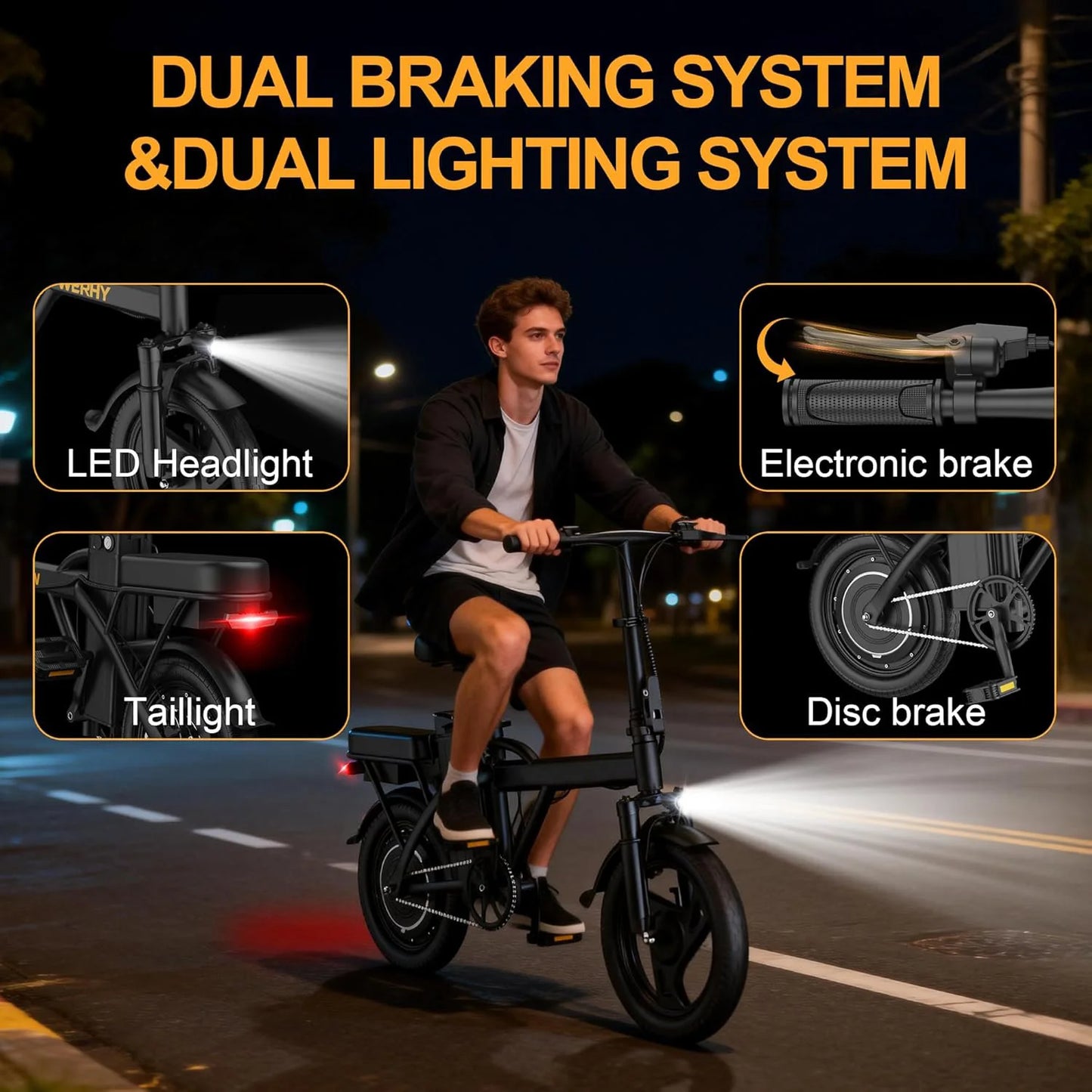 Ladped Foldable Electric Bike 500W 48V Battery Two Seats