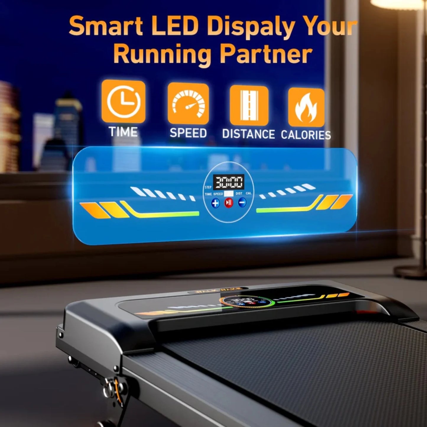 Portable Incline Walking Pad Under Desk Treadmill LED Display 330lb