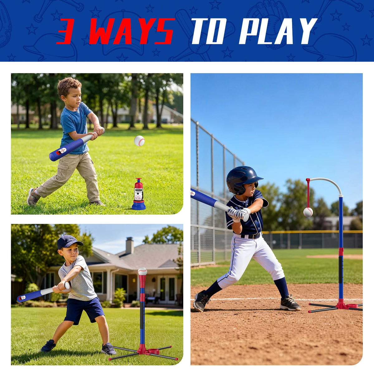 QDRAGON Kids Baseball Set With Pitching Machine And Tee Stand