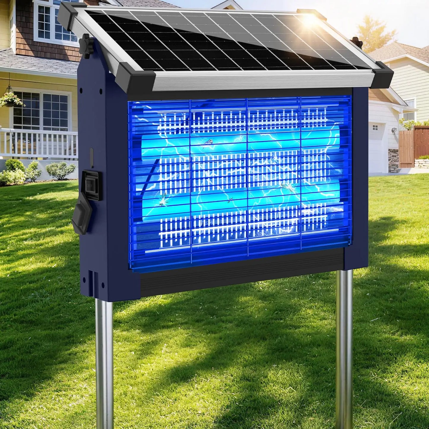 Solar Bug Zapper Outdoor 4500V Mosquito Zapper With Panel Sensor