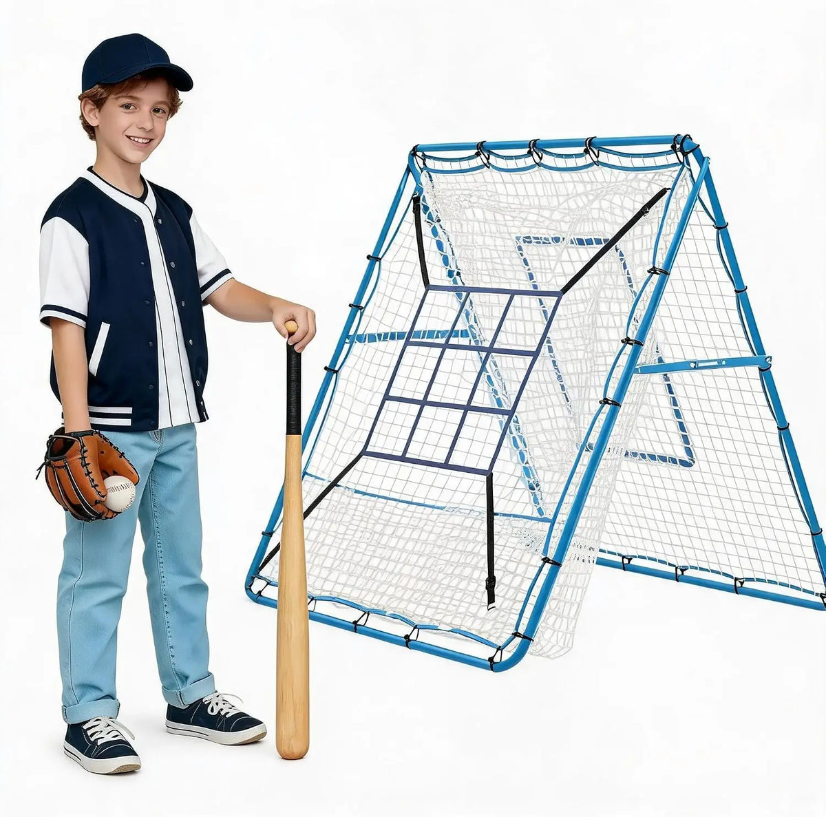 Tacleekii Adjustable Baseball Rebounder Net for Solo Practice and Training