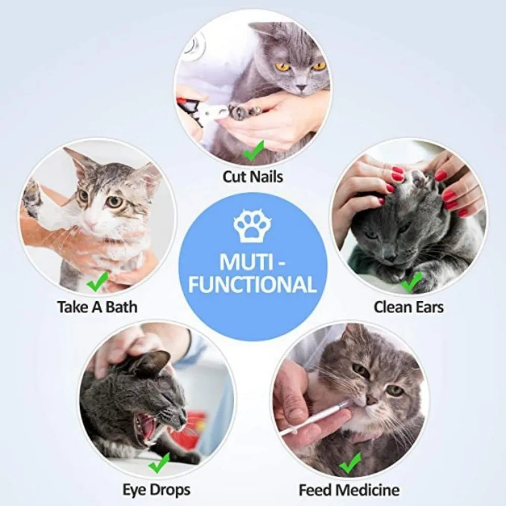 Adjustable Breathable Mesh Cat Grooming and Bathing Restraint Bag