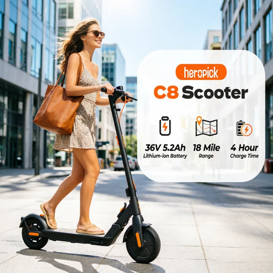 HeroPick C8 Electric Scooter 350W Foldable 19mph 16 Mile Range