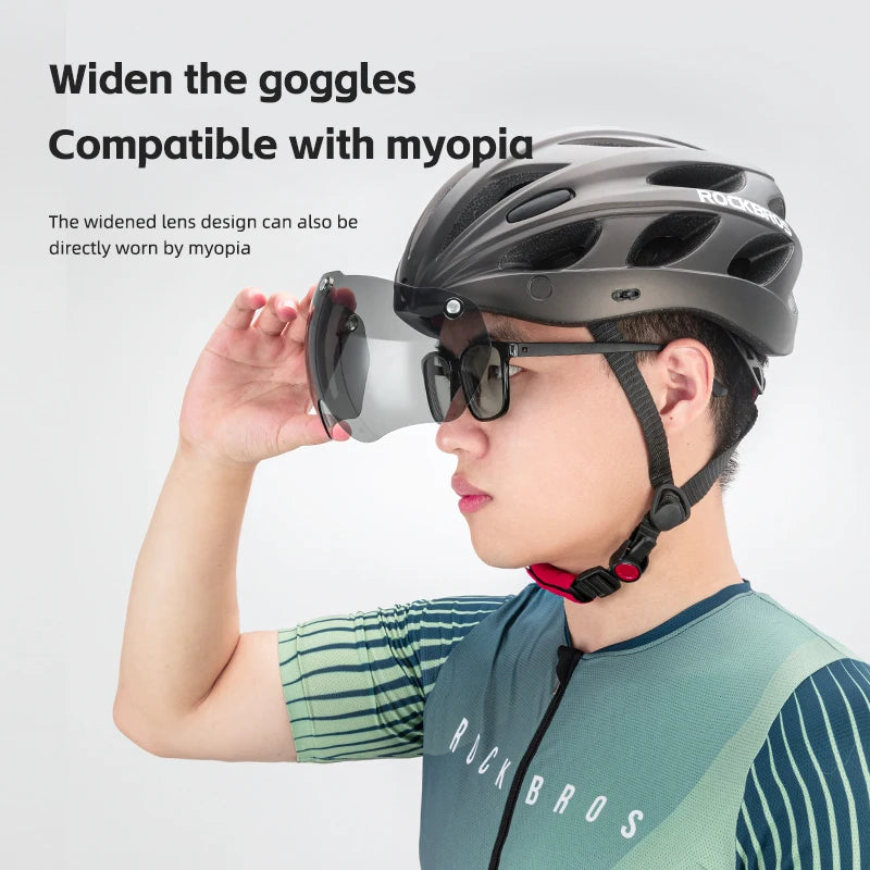 ROCKBROS Lightweight Cycling Helmet With Goggles For MTB And Road