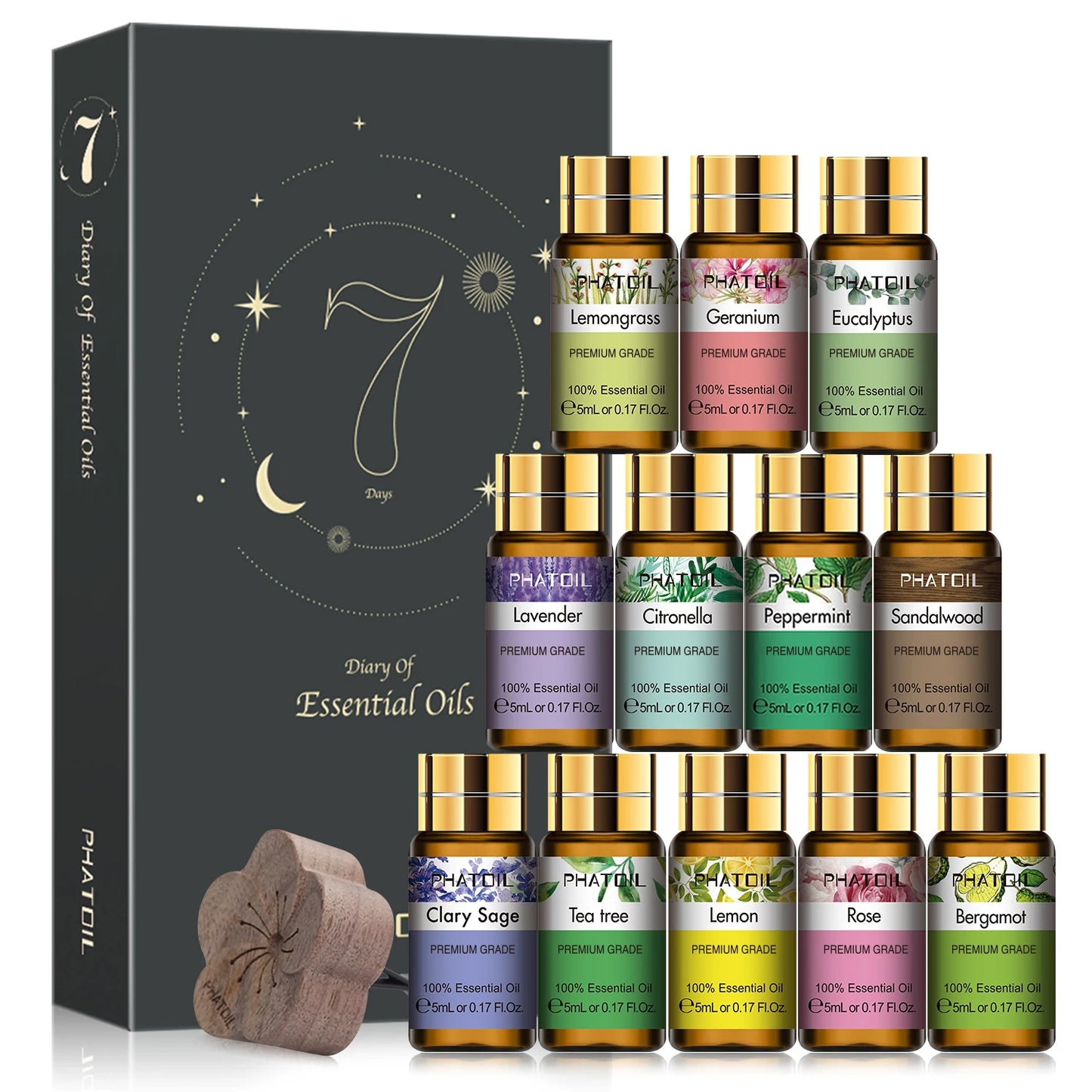 PHATOIL Pure Essential Oils Gift Box for Diffuser and Spa