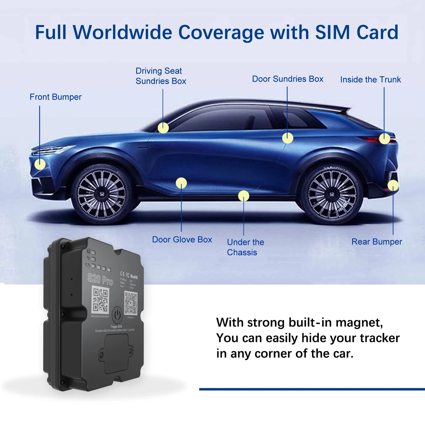 Wanwaytech 4G GPS Tracker for Car and Motorcycle Real Time Tracking