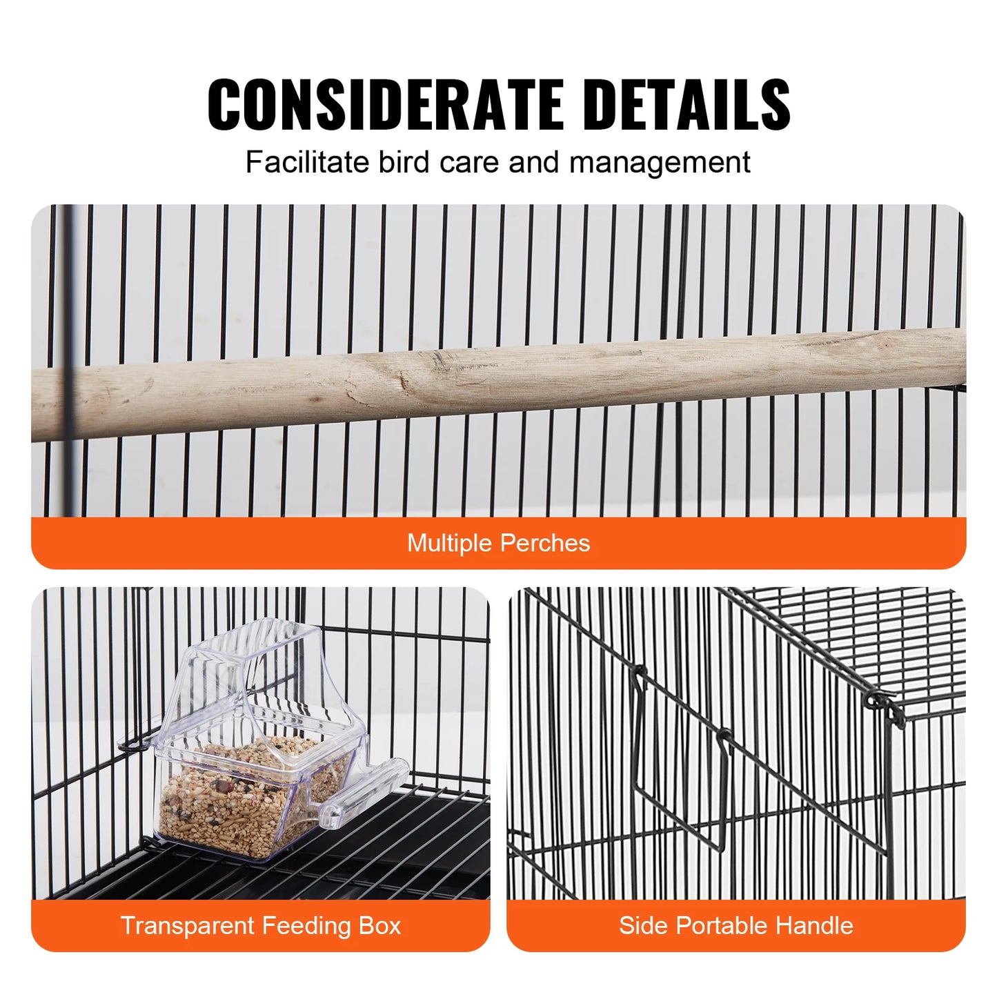 SucceBuy Parrot Bird Cage With Rolling Stand And Tray