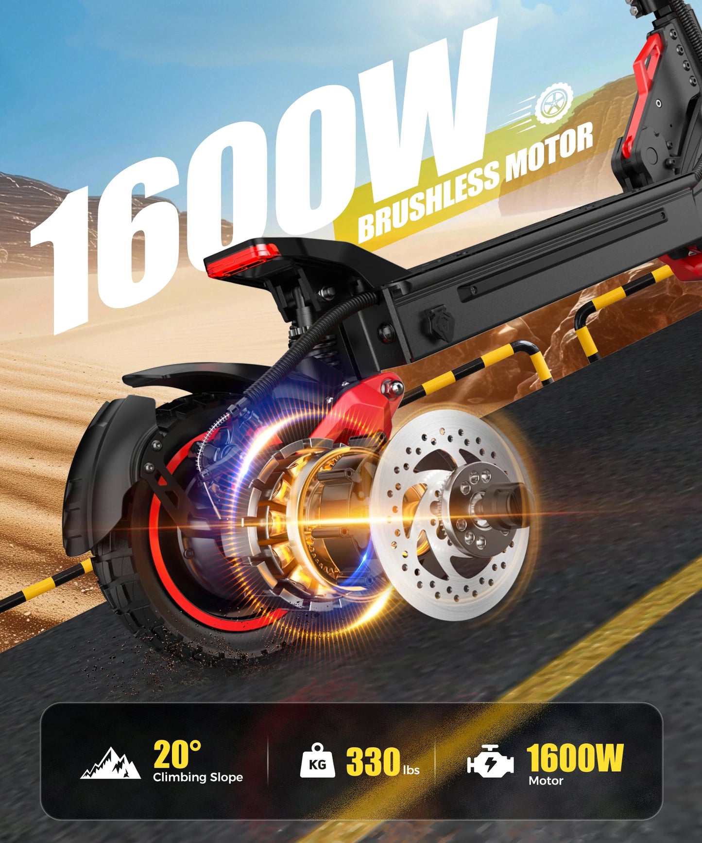 J15MAX Electric Scooter 1600W Dual Disc Brakes 48V Battery Offroad
